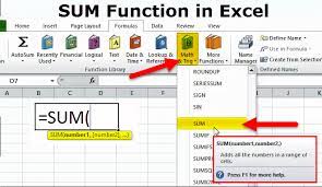 excel sum formula meaning features