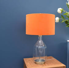 Clear Glass Lamp With Velvet Orange Shade