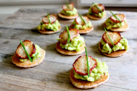 blue corn blini with avocado salad and