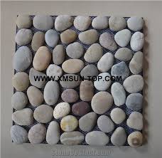 mixed color honed flat pebble mosaic in