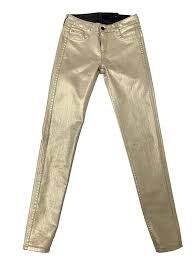 Bleulab Bl6054388ggr Gold Pewter Reversible Denim Pants At