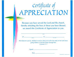 Churches Of God General Conference Certificate Of Appreciation