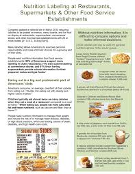 nutrition labeling at fast food and