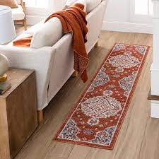 red indoor oriental runner rug in the