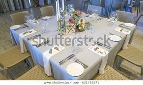 Gorgeous Wedding Reception Table Layout Stock Photo Edit