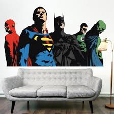 superheroes justice league bedroom wall
