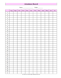 Attendance Records For Homeschool Printable Free
