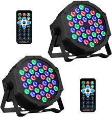 Amazon Com Dj Lights 36 Led Rgb Uplighting 9 Modes Sound Activated Aoellit Stage Par Lights With Remote Control Compatible With Dmx Led Up Lights For Wedding Event Party And Festival 2 Pack