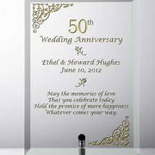 The big 50th anniversary gift theme is gold, which represents wisdom, strength and lifelong love. Personalized 50th Wedding Anniversary Glass Plaque Findgift Com