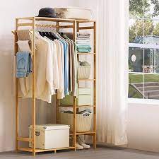 Bamboo Clothing Rack In Rustic Style