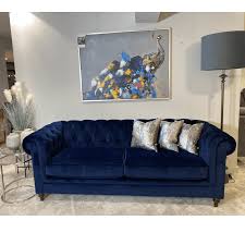 Navy Velvet Chesterfield Sofa Ger