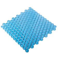 Apollo Tile 5 Pack 12 In X 12 In Sea Blue Penny Round Glossy Finished Glass Mosaic Wall And Floor Tile 5 Sq Ft Case
