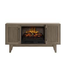 Scott Living Rosalie 54 In Freestanding Media Console Wooden Electric Fireplace In Warm Gray Birch