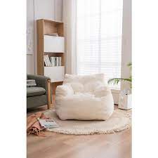 urtr ivory bean bag chair soft fabric
