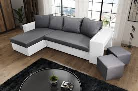 Napoli Corner Sofa Bed White And Grey