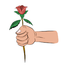 hand holding flower ilration