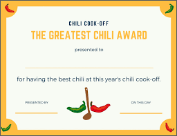 Chili Cook Off Award Certificate Template 10 780 X 602
