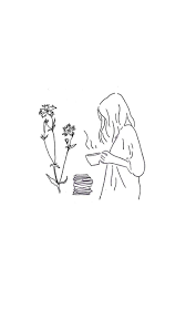 line art coffee and flowers