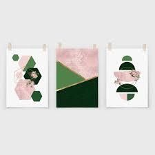 Green And Gold Wall Art Prints Pink
