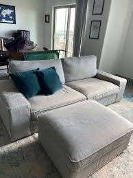 ikea kivik light gray sofa with storage