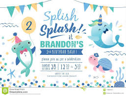 Kids Under The Sea Birthday Party Invitation Card Stock Vector