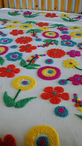 Cute teenage bedspreads design for girl bedroom ideas. Sears Folk Art Collection Chenille Bedspread White With Colorful Flowers Chenille Bedspread Vintage Bedspread Chenille