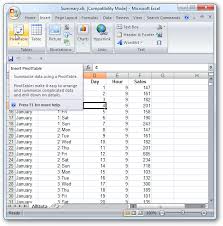 create pivot table in excel 2007 tips