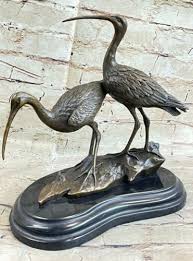 Bronze Heron Crane Bird Metal Garden