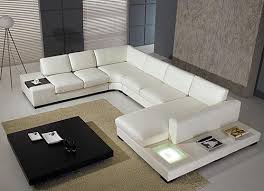 Eco Leather T35 White Leather Sectional
