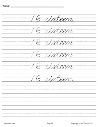 Free Cursive Handwriting Number Tracing Worksheets 1 20