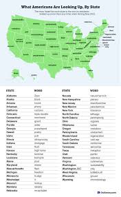 which word each u s state looked up