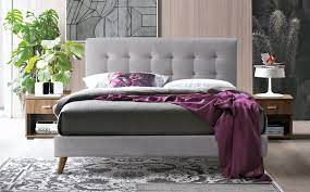 Columbus Light Grey Upholstered Bed