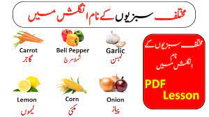 vegetables names in english and urdu