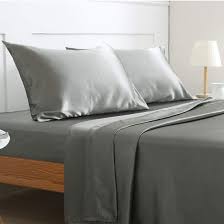 Amazon Com Homiest Light Gray Queen Sheet Set Satin Bedding
