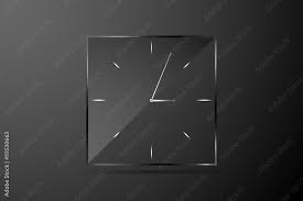 Vector Icon Black Glass Wall Clock With