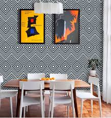 vinyl geometric wallpaper black white