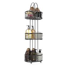 Chrome is the most popular option when it comes to shower caddies because it looks plastic: Livivo 3 Tier Free Floor Standing Organiser Chrome Shower Oval Cubicle Toiletry Tidy Bathroom Caddy Storage Shelves Rack Grey Home Kitchen Storage Organisation