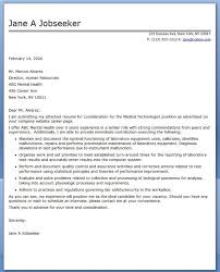 Medical Technologist Cover Letter Examples Cover Letter