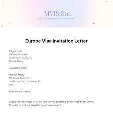europe visa invitation letter template