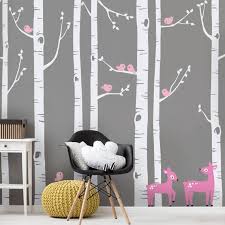 Birch Tree Wall Decal With Birds And