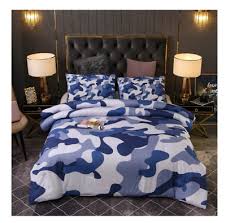 New 3 Piece Blue Camouflage Queen Size