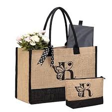 jute beach tote bag for women with
