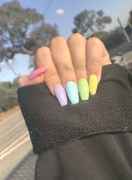 I already posted nail ideas for the holidays so i thought i'd do one for new years eve! 18 Acrylic Nails Ideas Pastel Facebook Twitter Pinterest These Nails Are A Really Bright And Colorful Wa Acrylic Nails Pastel Pastel Nails Summer Nails Colors
