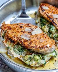 And a chicken sheet pan dinner? Cheesy Broccoli Stuffed Chicken Breast Healthy Fitness Meals