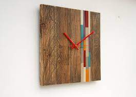 Reclaimed Wood Wall Clock Modern Large
