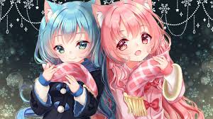 We have a massive amount of desktop and mobile backgrounds. Anime Girls Loli Pink And Blue Hair Animal Ears Cute Pink And Blue Anime Girls 1920x1080 Wallpaper Teahub Io