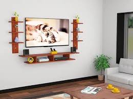 Brown Wall Mount Wooden Tv Unit