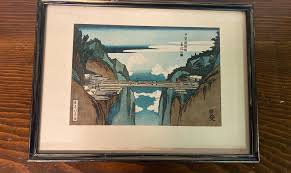 anese print of kaikuni bridge over