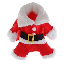 Christmas Pet Santa Claus Suit Costumes Outfit For Small Dog Cat Puppy Jumpsuit Hoodies Clothes With Hat