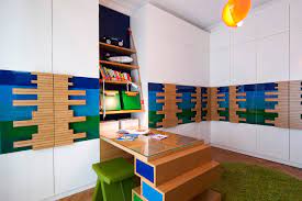 Ergonomic study tables have small sized shelves and drawers with various sections to keep files, pens, pencils, clips and other regularly used items. 10 Innovative Designs For Kids Study Tables
